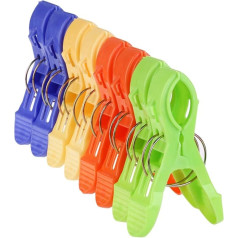 Nuolux 8 x Large Plastic Beach Towel Sun Lounger Blankets Clips 4 Colours