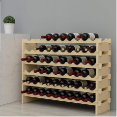 sogesfurniture BHEU-BY-WS002 Wine Rack Bottle Rack with 6 Levels for 60 Bottles Wine Wooden Rack Wine Holder Wine Stand Bottle Stand for Kitchen, Dining Room, Bar, 110 x 30 x 80.5 cm