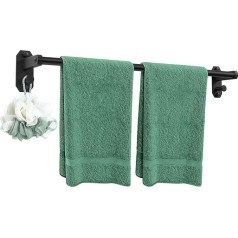 Zindoo Towel Rail No Drilling Black 60 cm, Screws or Self-Adhesive Way, Stable and Stylish Towel Holder for Kitchen, Guest Bathroom, Shower Door, Washbasin, Bathroom