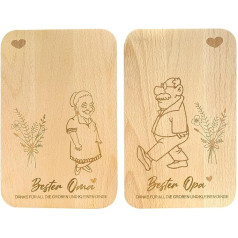 Set of 2 Breakfast Boards, Grandma and Grandpa, Breakfast Board/Breakfast Board with Engraving Best Gift Wooden Chopping Board Ideal Birthday Gift