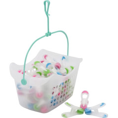 JVL Plastic Peg Basket with 48 Prism Soft Touch Mini Pegs