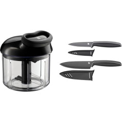 WMF Gourmet Vegetable Cutter Manual with Pulley, 900 ml & Touch Knife Set, 2 Pieces, Kitchen Knife with Protective Cover, Special Blade Steel, Non-Stick Coating, Sharp, Chef's Knife, Vegetable Knife,
