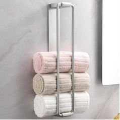 ALOCEO Towel Rail No Drilling Stainless Steel Towel Holder Bathroom Towel Holder Wall Guest Towel Holder for Towel Storage (Silver)