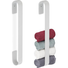 Relaxdays Towel Rail Set of 2, Towel Rail 45 cm, 430 Stainless Steel, Self-Adhesive Guest Towel Holder, Bathroom, White