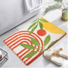 LINROMIA Bathroom Rug, Non-Slip, Washable, 50 x 80 cm, Bath Mat, Absorbent Bath Mat, Quick-Drying, Soft Microfibre with Rainbow, Orange
