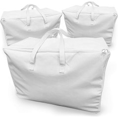 Eco Home Store Large Storage Bags Set of 3 White Laundry Bags Underbed Storage Bags Clothes Laundry Bags with Zippers Foldable Home Organiser Clothing Storage Bags