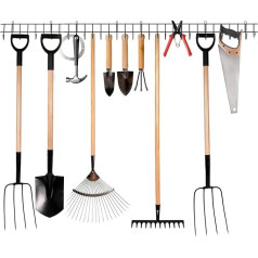 Green Heaven 160 cm Gartenwerkzeug-Aufbewahrungsregal – Metall-Wandmontage, Werkzeug-Organizer – robuste Garagenaufbewahrung, Wandregale – Werkzeughalter für Hofwerkzeuge, Schaufeln, Rechen, Besen,