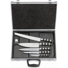 F. DICK Knife Set 1905 (Magnetic Case, Office Knife, Carving Knife, Boning Knife, Flexible, Utility Knife, Serrated Edge, Chef's Knife, 56° HRC) 81168000, Black, 43 cm x 32 cm x 6 cm