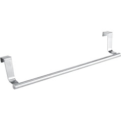 Zerodis Kitchen Drawer Towel Rail, Stainless Steel Cabinet Compartment Cloth Hanging Rack Over Door Hanger Storage Scarf Hook for Kitchen Bathroom (Long)