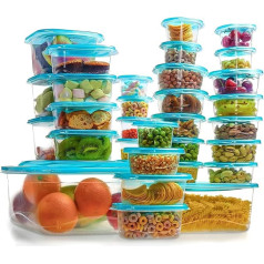 FRESHLY CONTAINED 38-Piece Food Storage Containers with Lids Plastic - Reusable Plastic Containers with Lids BPA-Free - Lunch Boxes Set Airtight for Kitchen, Storage, Preparation - Freezing/Microwave