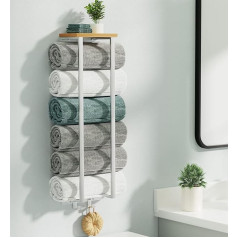 KES SUS304 Towel Rail Wall Guest Towel Holder Bathroom Towel Holder Stainless Steel SUS304 Towel Rail with Bamboo Shelf Brushed BTR215-2