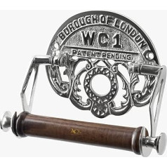 Assorted Collections Traditional Victorian Style Toilet Roll Holder with Borough of London WC1 Solid Brass Chrome Finish