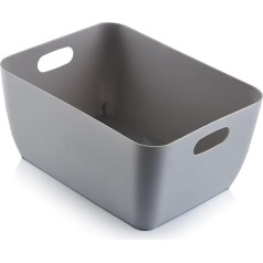 Storage Boxes. Grey Rectangular Box Set of 3 Plastic Baskets for Kitchen, Home, Office and Bathroom