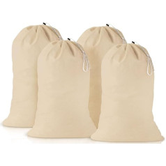 Heavy Duty Cotton Canvas Laundry Bag, Natural Colour, 24 x 91.4 cm - This is Drawstring Laundry Bag and Durability. Long Term for Laundry Carring Needs of Linen Clubs, Natural, Pack of 4