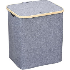 Laundry Hamper with Lid - Large Baskets for Laundry with Handles - Laundry Baskets with Lids for Bedroom - Bamboo Bathroom Tall Laundry Basket Black