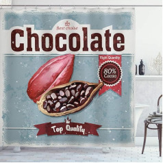 ABAKUHAUS Cocoa Shower Curtain, Best Choice Chocolate Retro, with 12 Rings Set, Waterproof, Stemy, Modern, Colourfast and Mildew Resistant, 175 x 200 cm, Red Grey