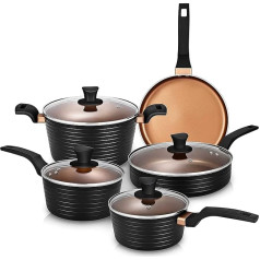 Pots and Pans Sets, Non-Stick Cookware Set 9-Piece Induction Pan Set, Chemical-Free Kitchen Sets, Saucepan, Frying Pan, Saute Pan, Black2