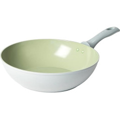 Salter BW09285 Earth Wok Pan Induction 28 cm, Large Wok with Round Base, High Rim for Cooking, Easy Cleaning Non-Stick Titanium Ceramic Coating, PFAS/PFOA-Free Bakelite Handle Stir-Frying Pan