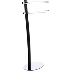 MSV Towel Holder Chrome Diamond Tino 44 x 23 x 89 cm in Black and Stainless Steel, Multi, 30 x 20 x 15 cm