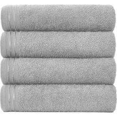 GC GAVENO CAVAILIA Wilsford 450gsm Absorbent Egyptian Cotton Bath Towel, Silver, 75 x 135 cm, Pack of 4