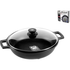 BRA Efficient 28 cm low pot with glass lid and silicone handles with Teflon Platinum plus non-stick-induction-proof PFOA-free.