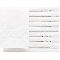 ZOLLNER Set of 10 Guest Towels with Cable Knit, Cotton, Approx. 40 x 60 cm, White