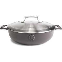 SAVEUR SELECTS Cast Iron Casserole with Stainless Steel Lid, 4.25 L Volume, Diameter 30 cm, Enamelled, Dishwasher-Safe, Suitable for All Hobs, Oven-Safe up to 260 °C, Induction Suitable Cooking Pot