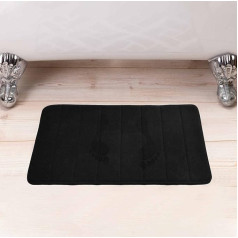 Rainberg Memory Foam Bath Mat Non Slip Soft Absorbent Quick Drying Machine Washable Bathroom Floor Mat.(Black, 40x60cm)