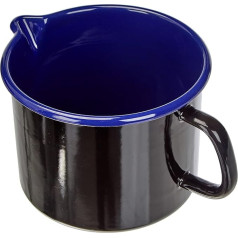 Riess, 0054-025 Sippy Pot Black/Blue 16, Classic Hotel Profi Black/Blue, Diameter 16 cm, Height 13.0 cm, Capacity 2.0 Litres, Enamel, Milk Pan, Induction