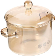 Cabilock Cooking Pot Large Soup Pot with Lid Double Handle 1900 ml Glass Pot for Cooking Glass Bowl Salad Bowl Heat Resistant Induction Glass Pan Pasta Pot Large