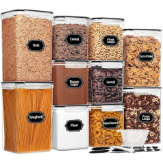 Skroam 10 Pack Large Tall Food Storage Containers with Lids Airtight Kitchen Pantry Organization and Storage