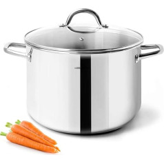 HOMICHEF Stock Pot, Nickel Free Stainless Steel, 6 Quart Saucepan with Lid and Handle, 6 Quart Saucepan with Lid, Stock Pot, Small Saucepan with Glass Lid, Induction Pot with Lid