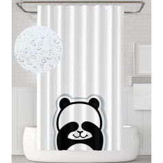 YOUNG DA - Shower Curtain Textile White Black Panda Anti-Mould Shower Curtain for Bathroom Washable Waterproof with 12 Shower Curtain Rings 180 x 180 cm