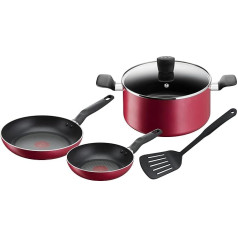 Tefal Super Cook B460S584 Set of 5 Frying Pans 20/24 cm + Saucepan 24 cm + Lid + Spatula Non Induction Non-Stick Coating Thermal Signal Heat Indicator Ergonomic Handle