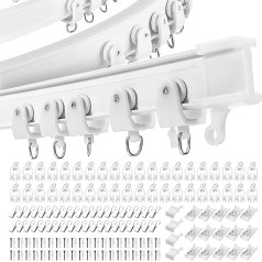 MaxAwe 5 Metres Flexible Curtain Rail, Curtain Rail, Flexible and Curved, Ceiling Rail Curtains Rail System with Hooks for Curtains, Motorhome Curtain Rail, Room Divider, Shower Curtain