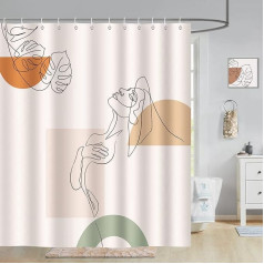 Bonhause Shower Curtain Boho Abstract Art Minimalist Morden Woman Shower Curtains 180 x 200 cm Anti-Mould Waterproof Polyester Fabric Washable Bathroom Curtain for Bathroom with 12 Hooks