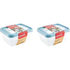 keeeper Mia Magic Ice 3-Piece Freezer Container Set, Rewritable Lid, 3 x 1.25 L, 20.5 x 15.5 x 6.5 cm, Nordic Blue (Pack of 2)