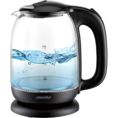 MS 1302 melns Stikla tējkanna 1,7 l
