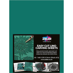 Zieler® 5 x A5 Double Sided Easy Carving Soft Lino Pad 210 x 148 x 3mm Ideal for School or Home