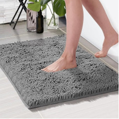 Deconovo Bath Mat, Shower Mat, Absorbent Bath Mats, Non-Slip Bathroom Rugs, Fluffy Bath Mat, 70 x 120 cm, Grey, Pack of 1