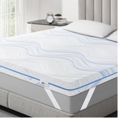 BedStory Topper 180 x 200 cm H3 H4 Made of 10 cm High Gel Cold Foam, Hard Mattress Topper for Bed Box Spring Bed Sofa Bed Caravan, Öko-Tex® Certified Mattress Topper with Washable Cover