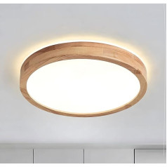 WayLuoung LED Wooden Ceiling Light, Diameter 30 cm, 4500 K, 1620 lm, 18 W, Ceiling Light with Round Top, 360° Luminous Natural Wood, Bedroom, Living Room, Children's Room, Kitchen, Dining Room