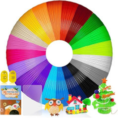 AFXXE 3D Pen Filament PLA, 20 Colours, 10 m Each - 3D Pen Filament 1.75 mm with Templates Set for Children and Adults, 3D Pen Accessories Filament with Stencils for ODRVM, Tecboss, Lovebay, 3D Printer