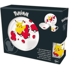 Birsppy Pokémon Pikachu Pokeball Breakfast Set | Bowl + Plate + Cup