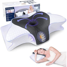SAHEYER Neck Pillow, Memory Foam Pillow, Side Sleeper Pillow, Ergonomic Orthopaedic Neck Support Pillow, Sleep Quality Improves Neck Pillow, 60 x 35.5 x 10/13 cm Sleeping Pillow with Pillowcase