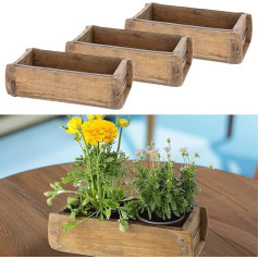 Cepewa Wooden Box Brick Shape Set of 3 Vintage Used Look 30 x 9 x 15 cm Old Wood Metal Fittings Wooden Box Decorative Box Storage (1 x Set of 3 Wooden Box Brick Shape)