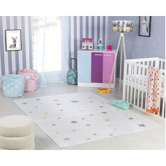 Surya Stars Children's Rug - Cartoon Rug Children's Room or Baby Room Rug Crawling Rug or Play Mat - Baby Rug for Boys and Girls, Cream 160 x 213 cm