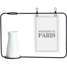 ARFUKA Metal Photo Frame Table Photo Frame with Clips and Vase 25 x 17 cm for Home and Office Decoration (Black)