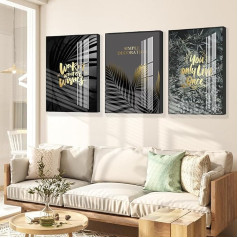 Gouwgenr Boho Wall Art Set of 3 Boho Room Decoration Mid Century Bedroom Decor Minimalist Wall Art Office Wall Decoration Framed Artwork for Wall Canvas Prints 40 x 58 cm