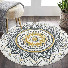 Pauwer Round Soft Area Rugs Washable Non-Slip Living Room Bedroom Floor Rug Rug (Yellow, 120cm)